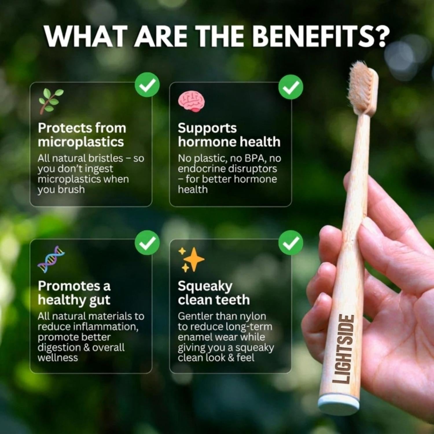 Premium 100% Plastic-Free Natural Bristle & Bamboo Toothbrush