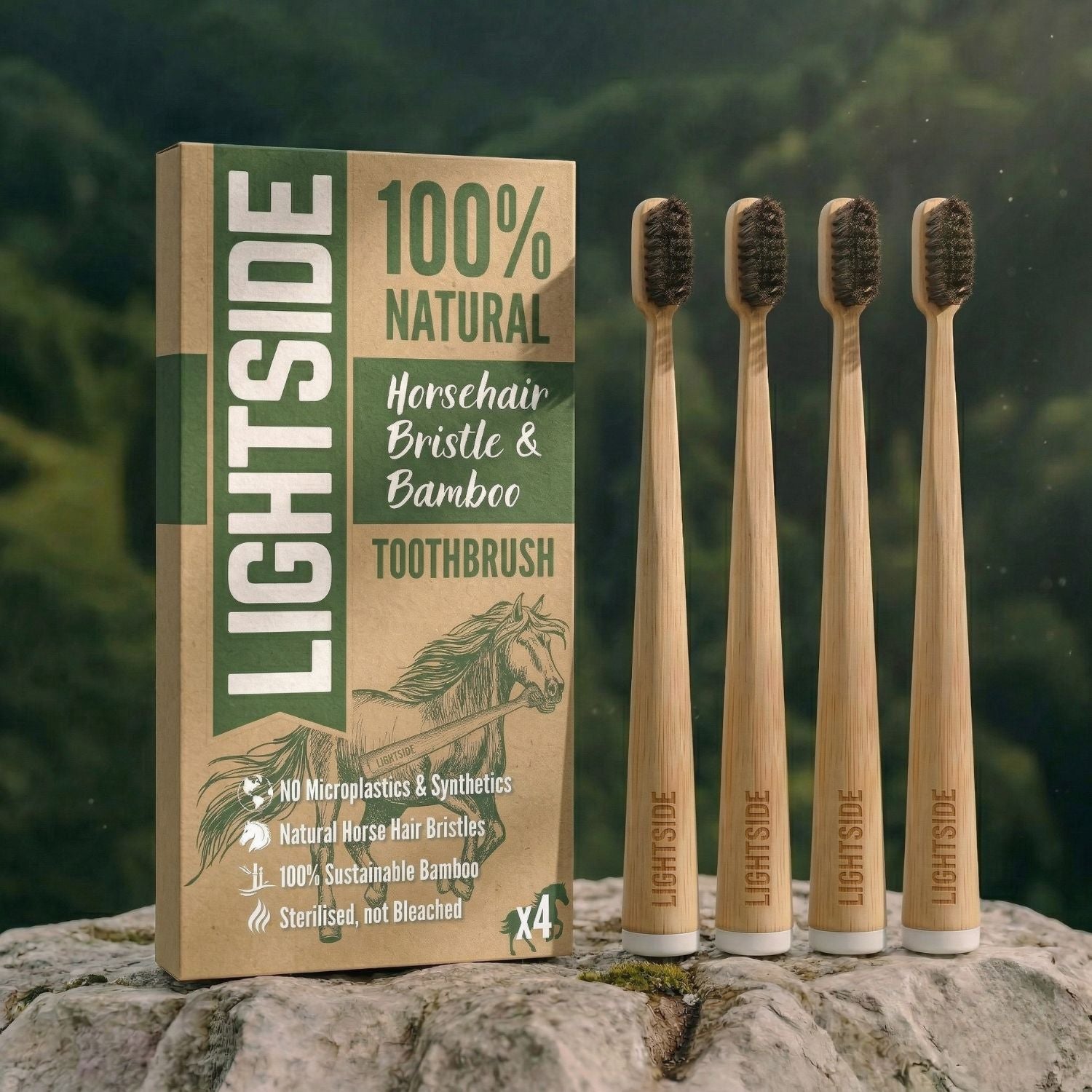 Premium 100% Plastic-Free Natural Bristle & Bamboo Toothbrush