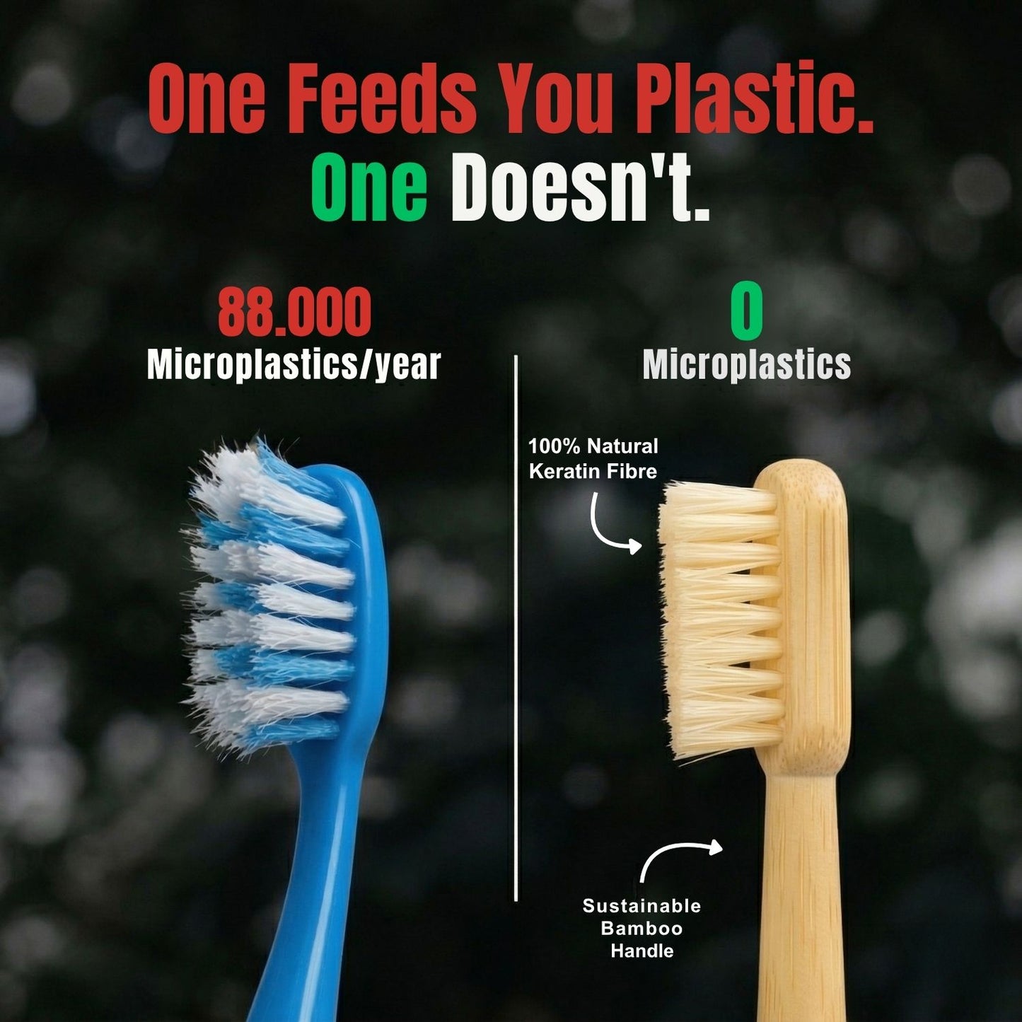 100% Plastic-Free Natural Bristle & Bamboo Toothbrush