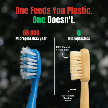 100% Plastic-Free Natural Bristle & Bamboo Toothbrush