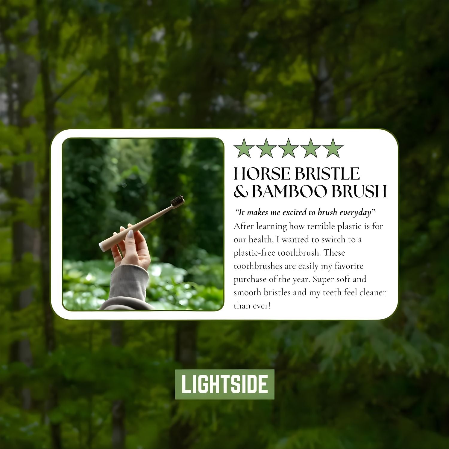 Premium 100% Plastic-Free Natural Bristle & Bamboo Toothbrush