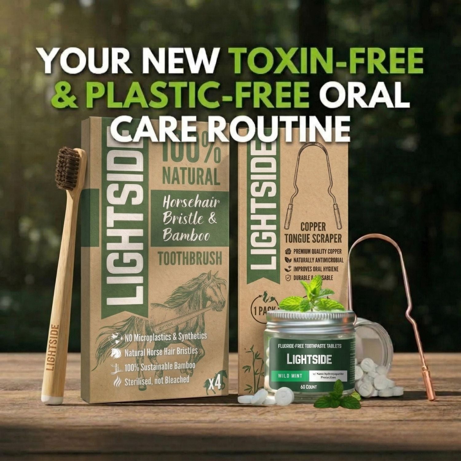 Premium 100% Plastic-Free Natural Bristle & Bamboo Toothbrush