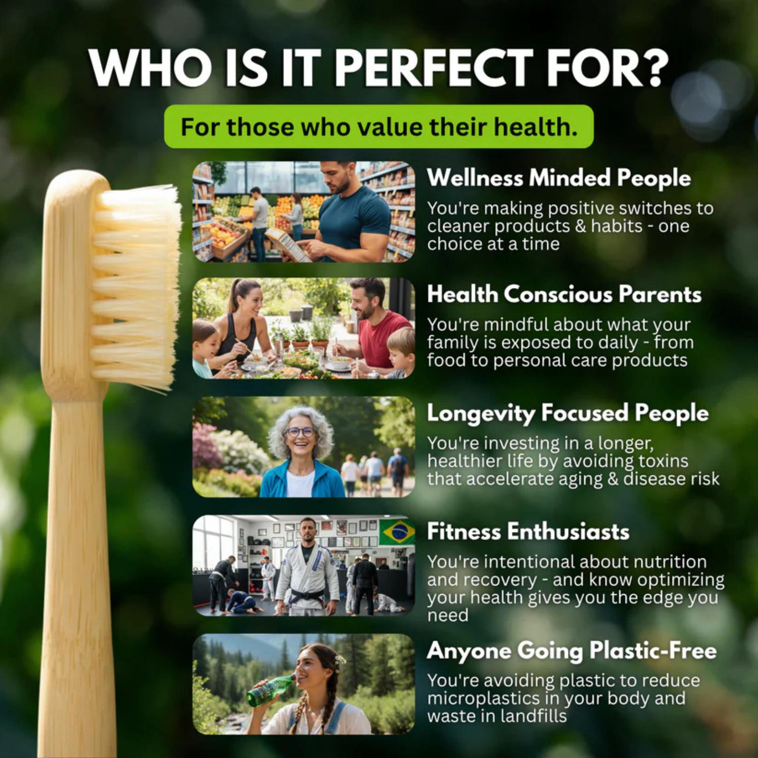 Premium 100% Plastic-Free Natural Bristle & Bamboo Toothbrush