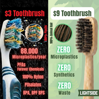 Premium 100% Plastic-Free Natural Bristle & Bamboo Toothbrush