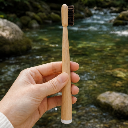 100% Plastic-Free Natural Bristle & Bamboo Toothbrush