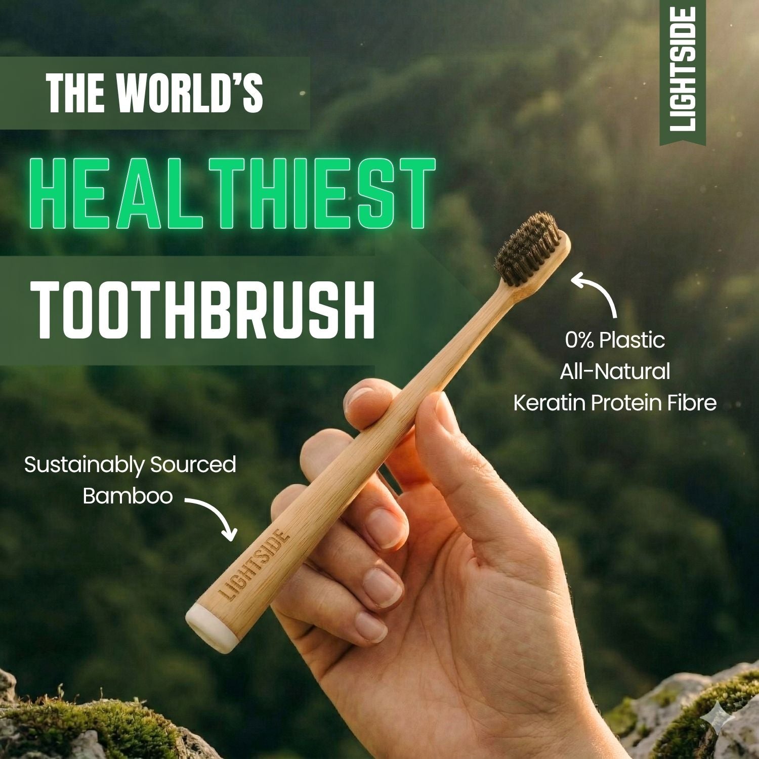 Premium 100% Plastic-Free Natural Bristle & Bamboo Toothbrush